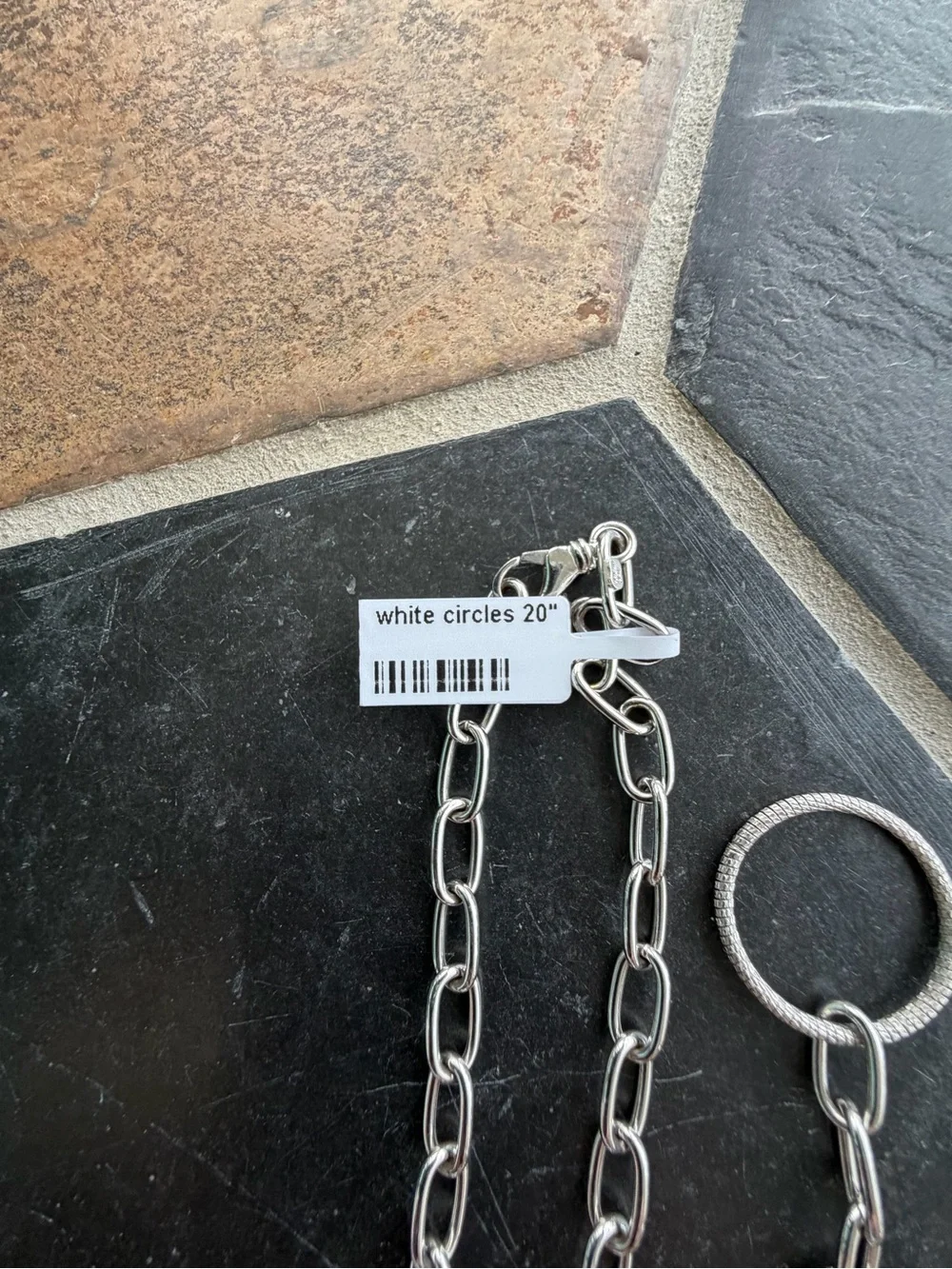 14kt White Gold Fancy Open Circle Link Necklace 24”long